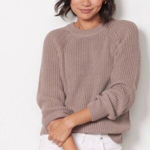 Evereve Ava Classic Crew Neck Knit Pullover Sweater Mauve Mushroom Women's sz S
